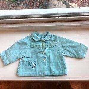Vintage Thomas corduroy button up jacket size 1 lamb Easter spring teal blue